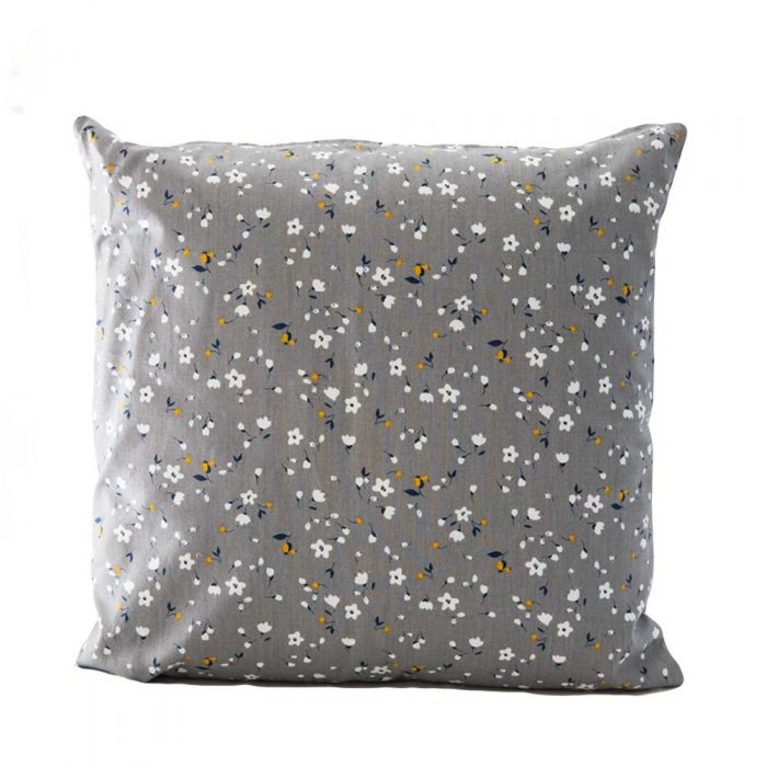 Grey & White Floral Print Cushion from Handmade Gift Company