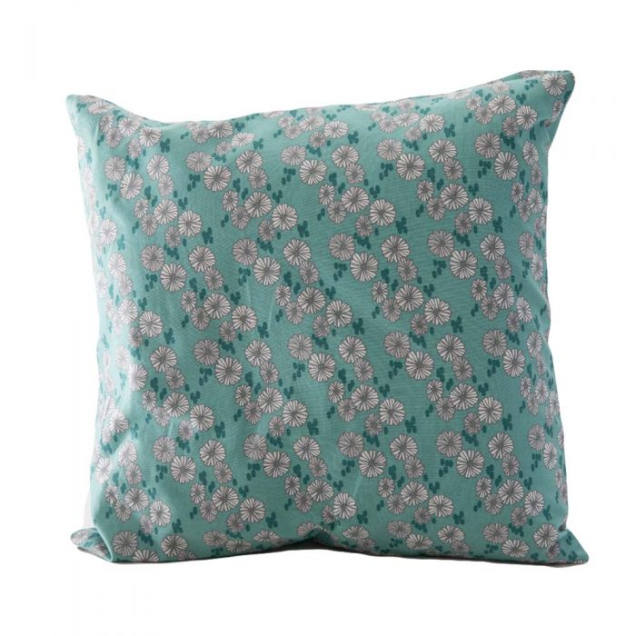 Blue Floral Daisy Print Cushion from Handmade Gift Company