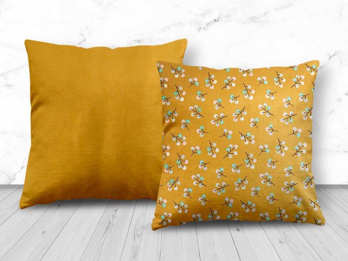 Gold Floral Design Cushion from Handmade Gift Company