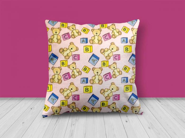 Alphabet & Teddy Design Cushion