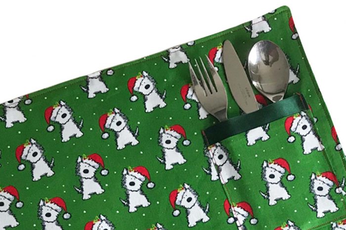 Handmade Christmas Placemats-Santa Terrier - Image 2