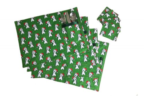 Handmade Christmas Placemats-Santa Terrier