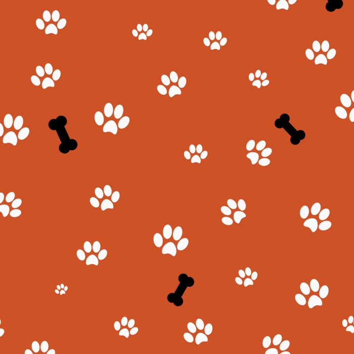 Handmade Gift Company Dog Paws & Bone Print Gift Wrap-Deep Orange