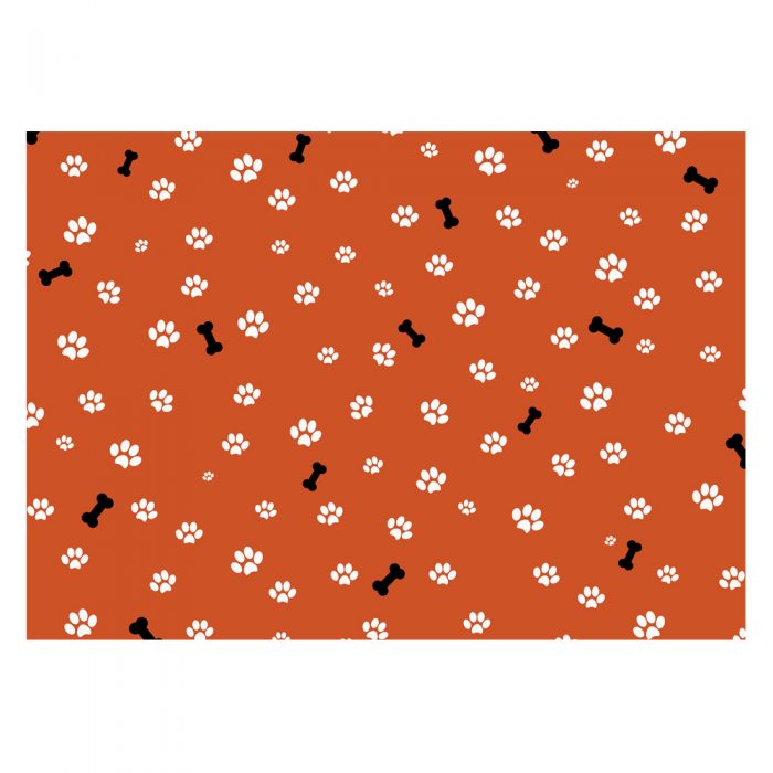Handmade Gift Company Dog Paws & Bone Print Gift Wrap-Deep Orange