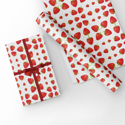 Gift Wrap Strawberries White