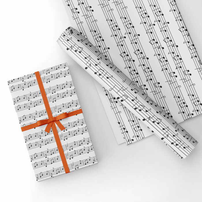 Music Gift Wrap White