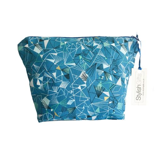 Blue Geometric Cosmetic Bag