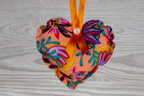 Floral Hanging Heart Decoration-Orange-CHH16