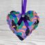 Floral Multi Purple Hanging Heart Decoration