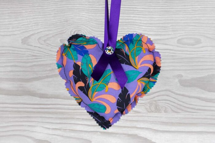 Floral Multi Purple Hanging Heart Decoration