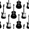Black & White Guitar Gift Wrap & Tag