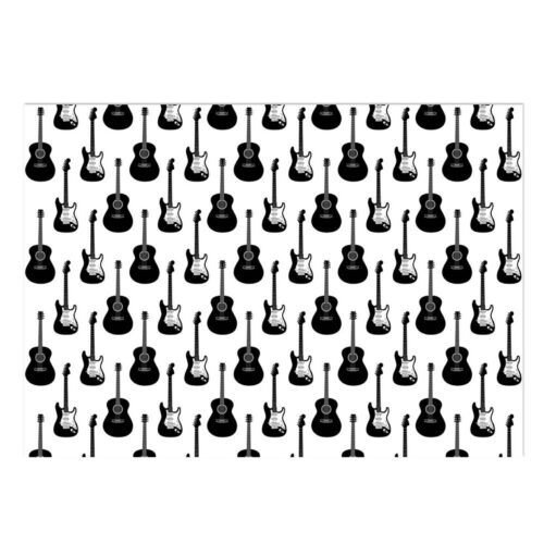 Black & White Guitar Gift Wrap & Tag