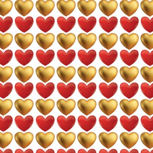 Hearts Gift Wrap Red-Gold