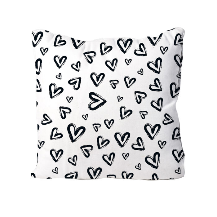 Heart Design Cushion Black-White