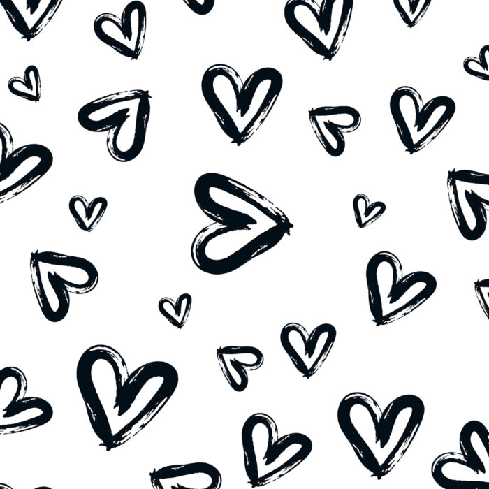 Heart Design Cushion Black-White