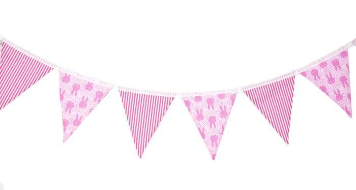 Pink Bunnies Striped Bunting