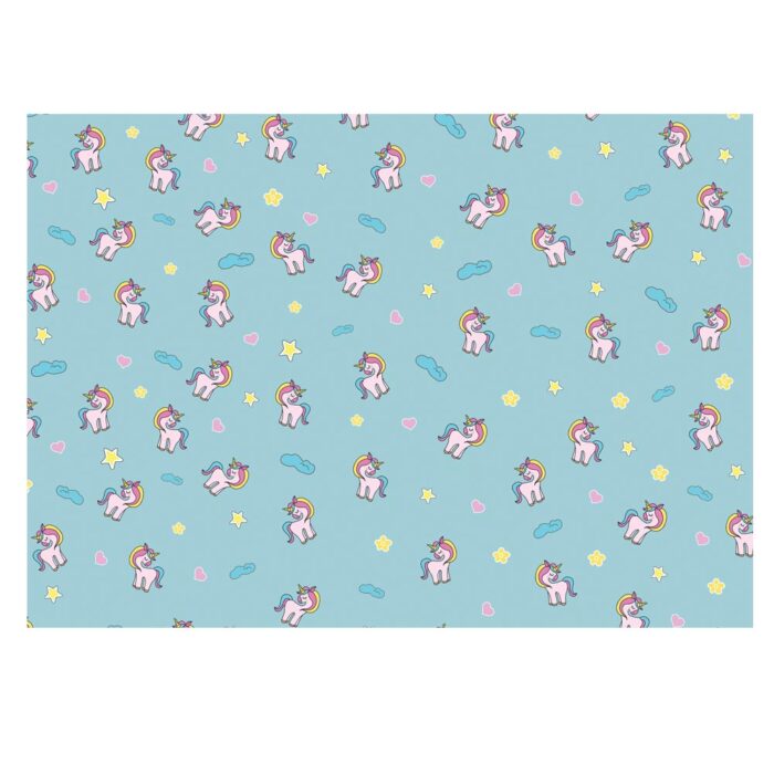 Unicorns Gift Wrap Blue