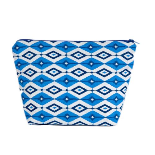 Blue Geometric Cosmetic Bag