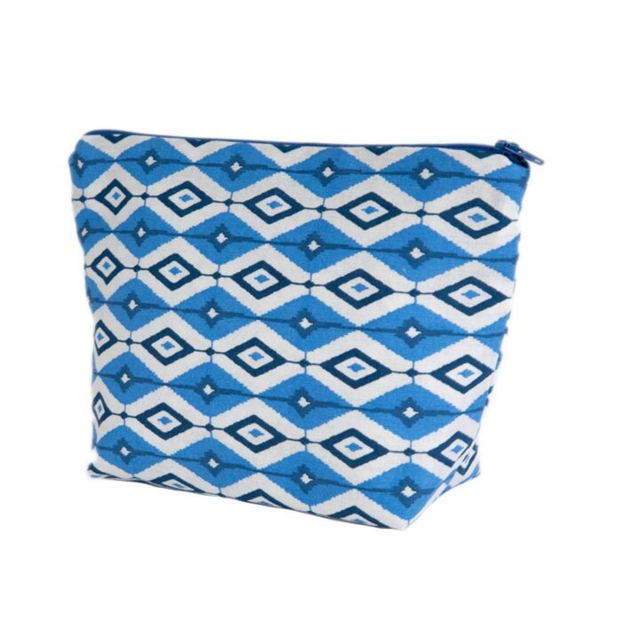 Blue Geometric Cosmetic Bag