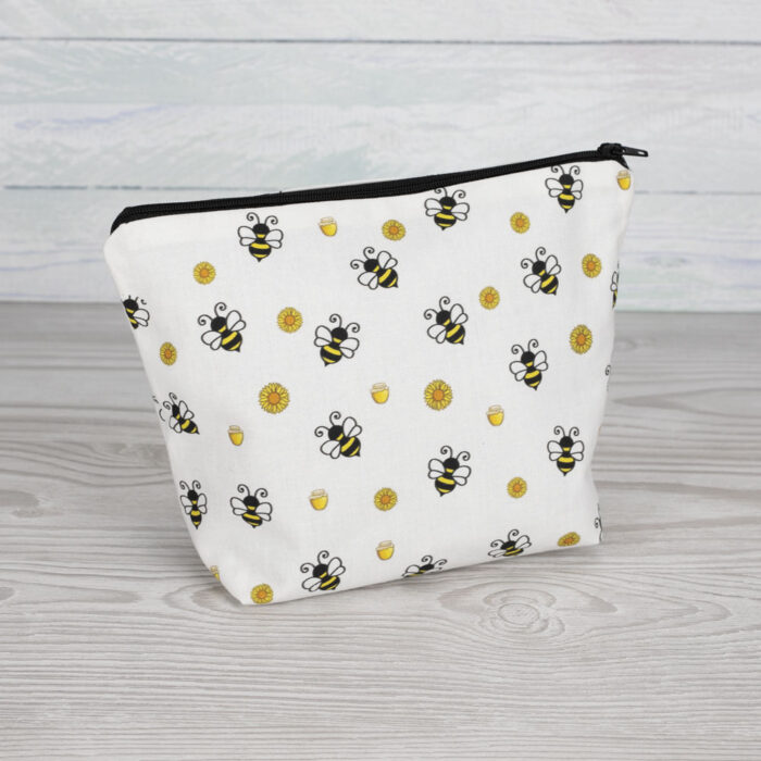 Bees Cosmetic Bag White