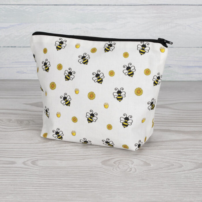 Bees Cosmetic Bag White