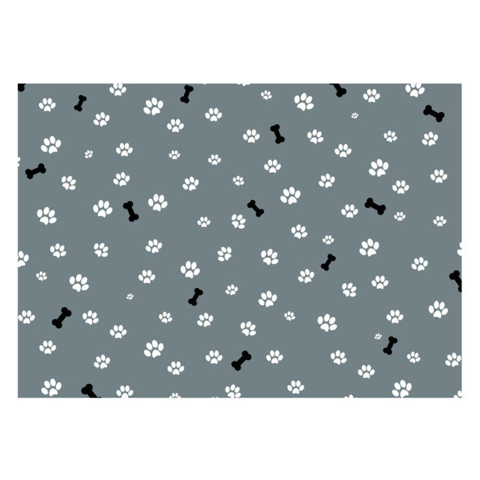 Dog Paws & Bone Print Gift Wrap-Grey