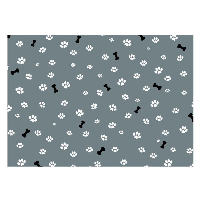 Wholesale Dog Paws Grey Gift Wrap & Tag