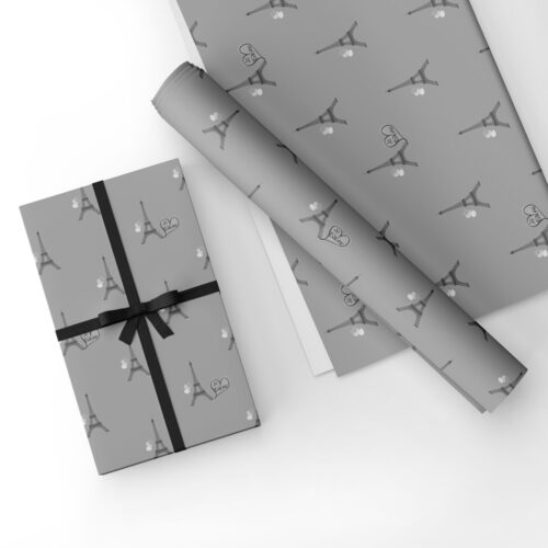Eiffel Tower Gift Wrap-Grey