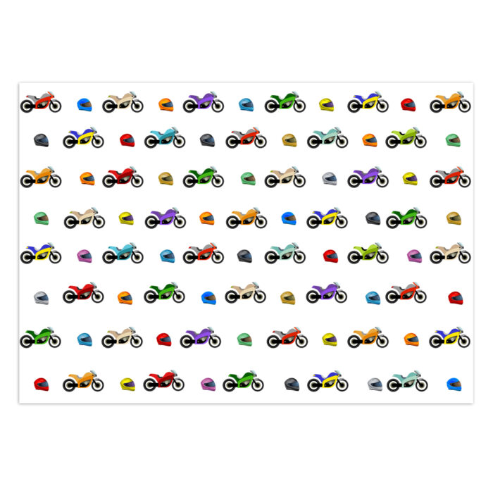 Motorbike Gift Wrap-White Background.