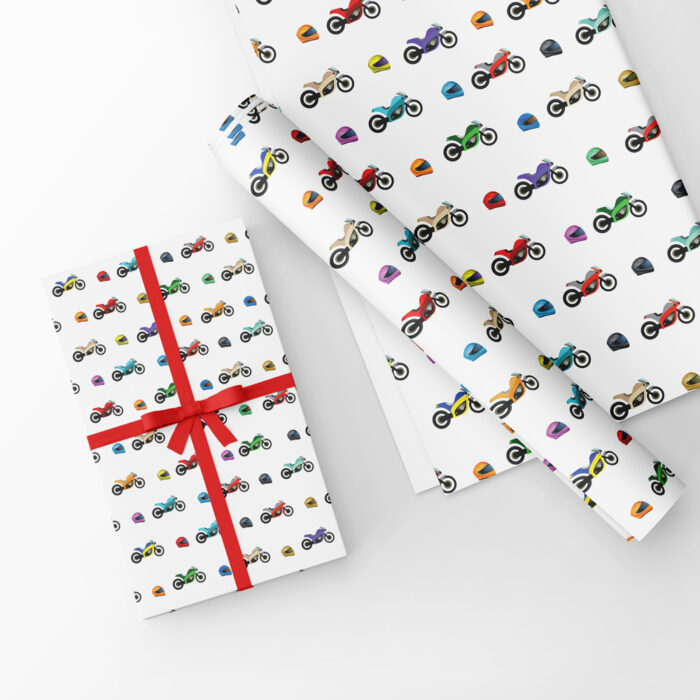 Motorbike Gift Wrap White