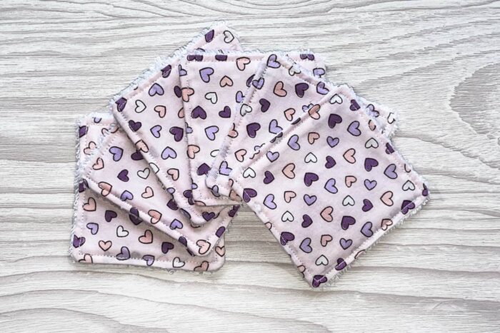 Eco-friendly Face Pads-Lilac Hearts