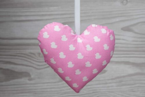 Hanging Heart Decoration-Pink Ducks