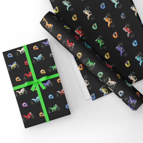 Motorbike Gift Wrap Black
