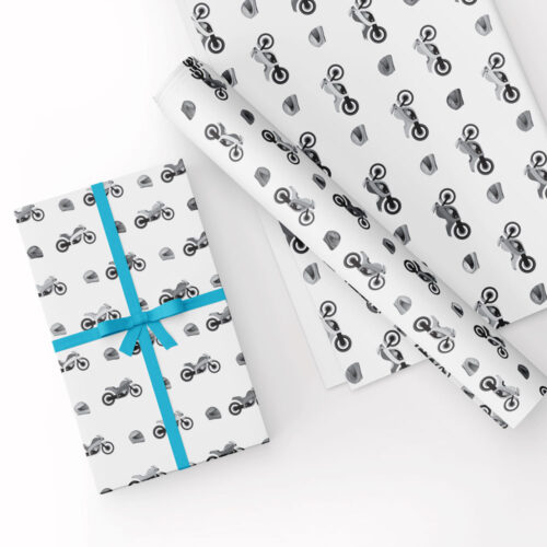 Motorbike Gift Wrap Black & White