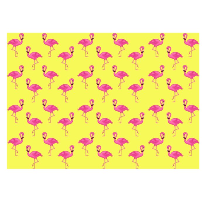 Pink Flamingo Gift Wrap- Yellow