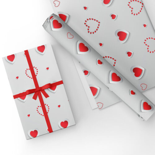 Red Hearts Gift Wrap