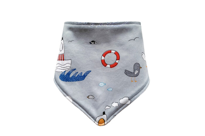 Handmade Baby Bib-Nautical Grey