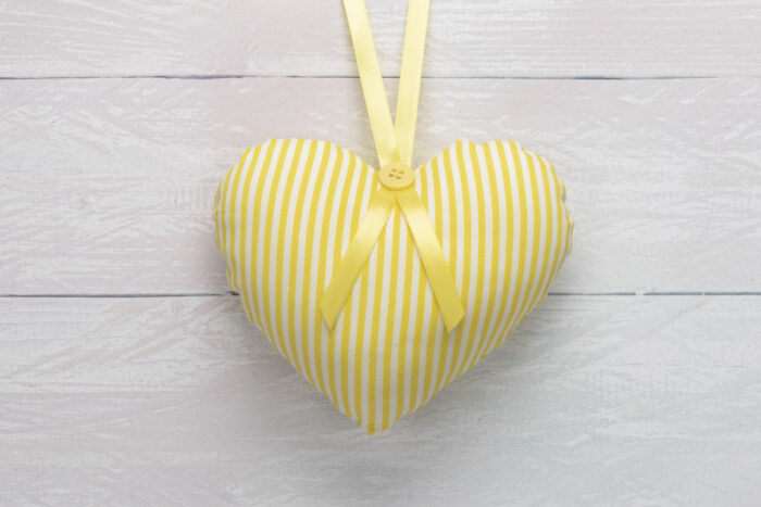 Hanging Heart Yellow Stripes