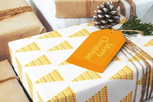 Christmas Gift Wrap Gold Trees