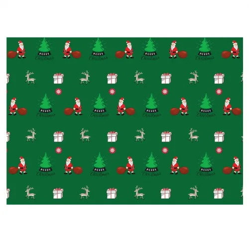 Christmas Gift Wrap Santas Green