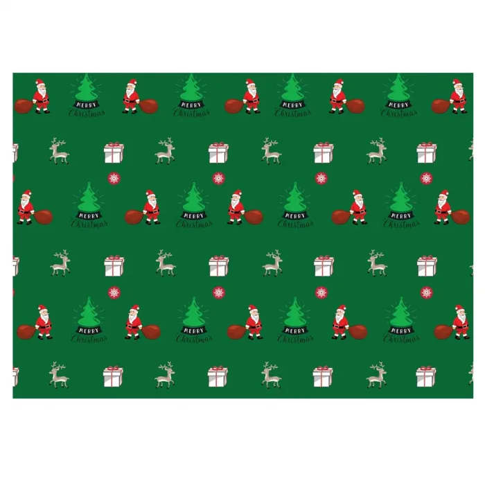 Christmas Gift Wrap Santas Green