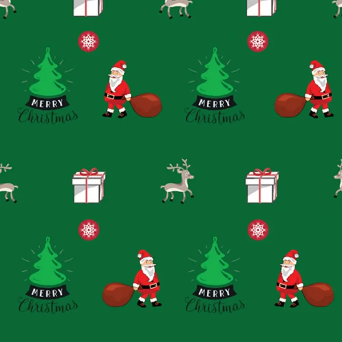 Christmas Gift Wrap Santas Green