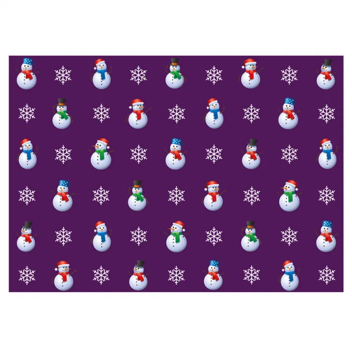 Snowmen Gift Wrap & Tag-Purple