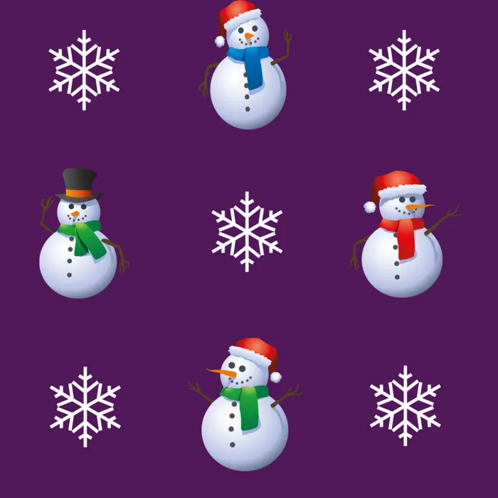 Snowmen Gift Wrap & Tag-Purple