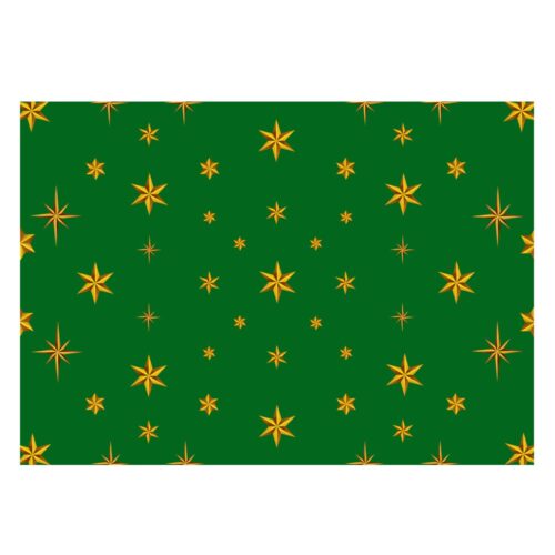 Christmas Gift Wrap Stars Green