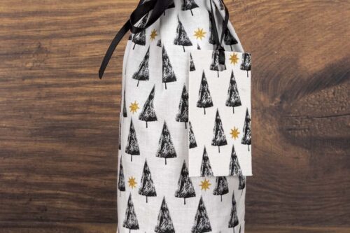 Christmas Bottle Bag Black Trees