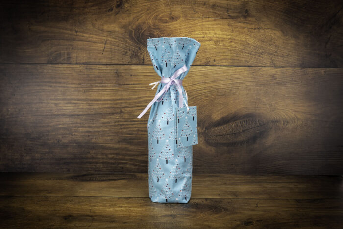 Christmas Bottle Bag Blue Trees