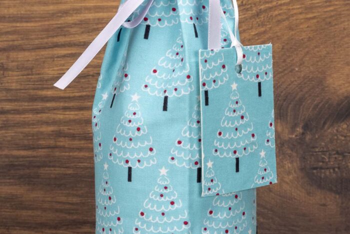 Christmas Bottle Bag Blue Trees