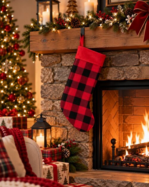 Christmas-Stocking-Design-Red_Black-Tartan-CST024
