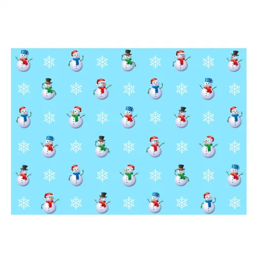 Christmas Gift Wrap Snowmen Blue